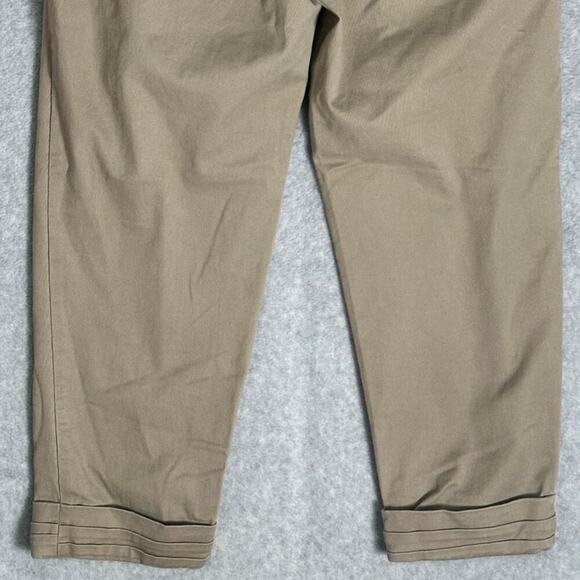 Cartonnier Sz 4 Crop Cuffed Pleated Chinos Khaki Stretchy Trouser Neutral Anthro - Picture 10 of 11